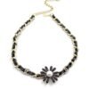 18K CC Flower Leather Choker Necklace