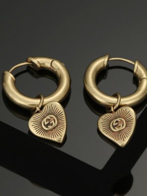 18K Double G Vintage Peach Heart Earrings