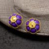 18K CC Purple Flowers Earrings