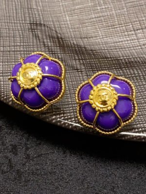 18K CC Purple Flowers Earrings