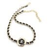 18K CC Rhinestone Leather Choker Necklace