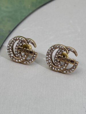 18K Double G Logo Diamonds Earrings