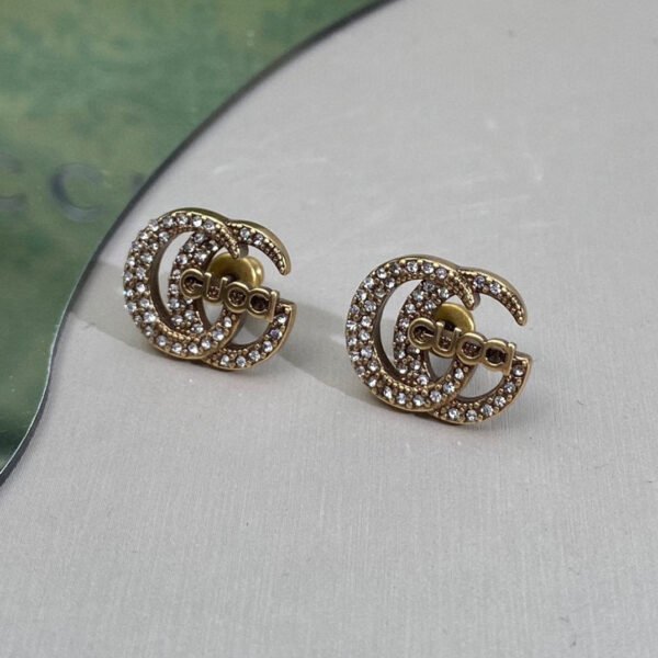 18K Double G Logo Diamonds Earrings