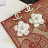 18K CC Flower Pearl Earrings