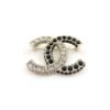 18K CC Black & White Crystals Brooch