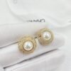 18K CC Pearl Round Earrings