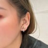 18K T Keys Woven Diamond Earrings