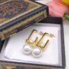 18K CD Square Pearl Earrings