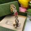 18K Double G Flowers Red Crystals Open Cuff Bracelet
