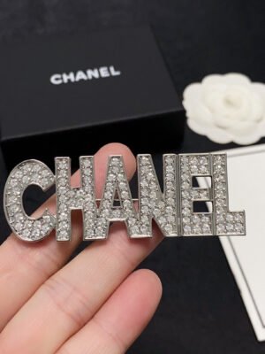 18K CC Crystals Letter Brooch