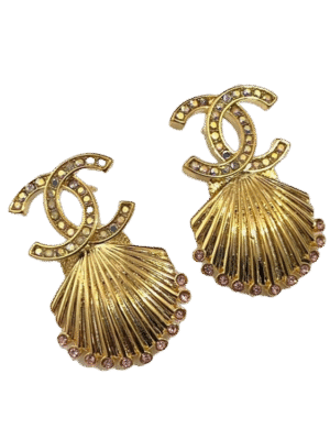 18K CC Shell Pendant Earrings