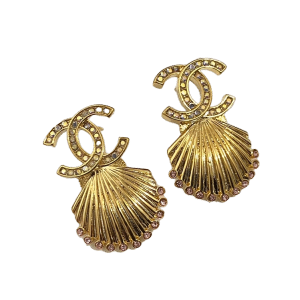 18K CC Shell Pendant Earrings