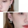 18K CC Diamonds Script Earrings