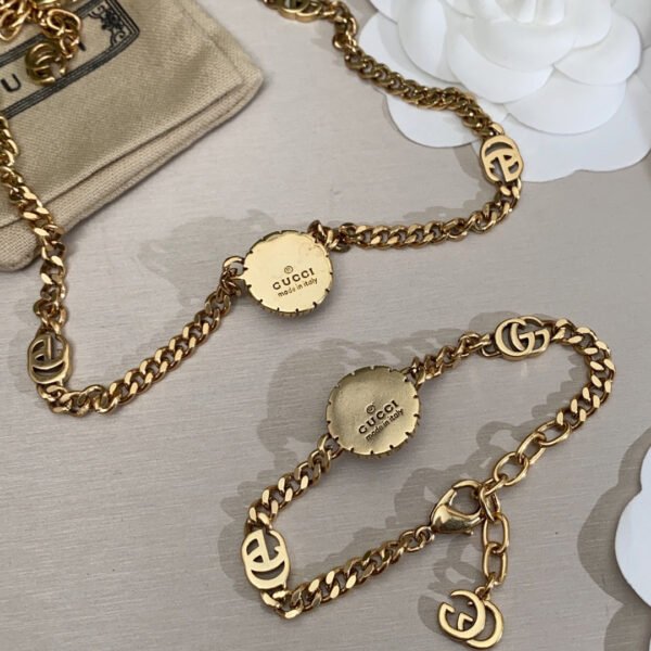 18K Double G Interlocking G Pearl Chain Bracelet