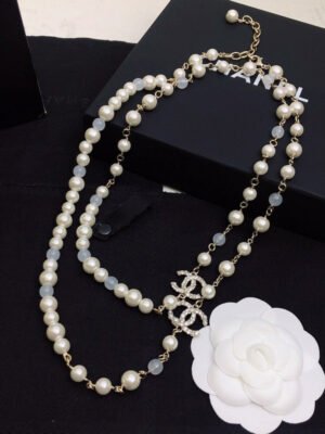 18K CC Long Pearl Necklace