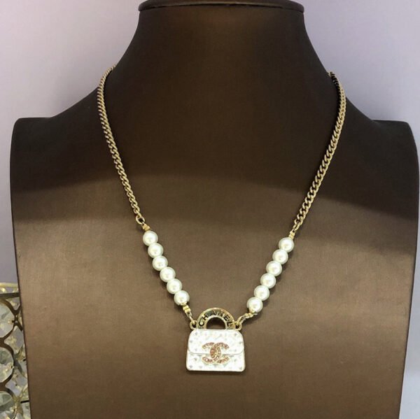 18K CC Pearls Bag Pendant Necklace