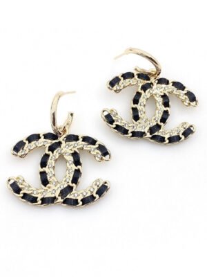 18K CC Leather Earrings