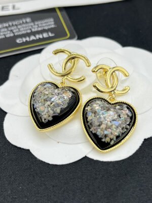 18K CC Multi-Color Crystals Heart Earrings