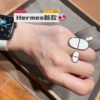 18K Chaine D'ancre Verso Large H Ring