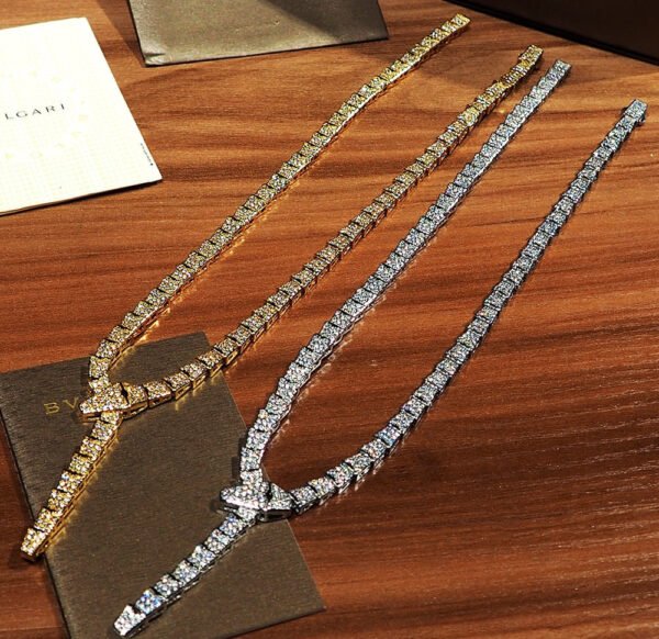 18K BV Serpenti Viper Full Pav¨¦ Diamonds Necklace