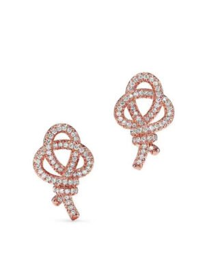 18K T Keys Woven Diamond Earrings