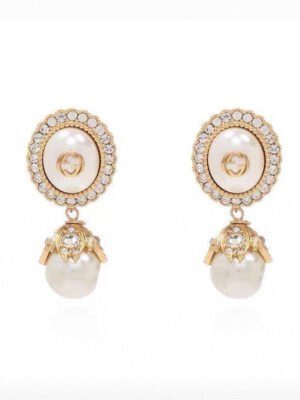 18K Double G Pearl Earrings