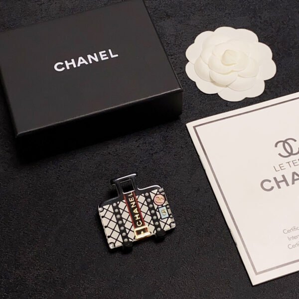 18K CC Suitcase Pattern Brooch