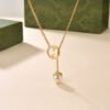 18K Double G Blondie Pearl Drop Necklace