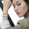 18K T1 Wide Diamond Hinged Bangle Bracelet