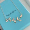 18K T Olive Leaf Vine Pendant Necklace