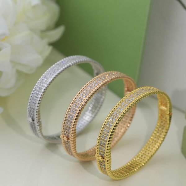 18K Rose Gold Perl¨¦e Diamonds Three Rows Bracelet