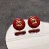 18K CC Wine Red Round Earrings