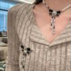 18K CC Bow Tie Crystals Brooch