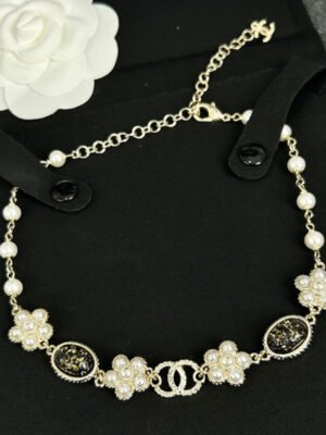 18K CC Black & Orange Crystal Choker Necklace