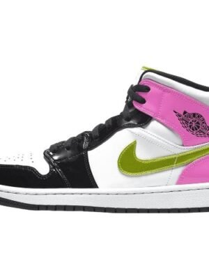 JORDAN 1 MID x WHITE BLACK CYBER PINK