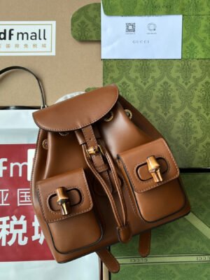 gg Bamboo Small Backpack Brown For Women, Women’s Bags 8.6in/22cm gg ??702101 UZY0T 2535
