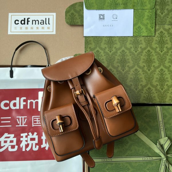 gg Bamboo Small Backpack Brown For Women, Women’s Bags 8.6in/22cm gg ??702101 UZY0T 2535