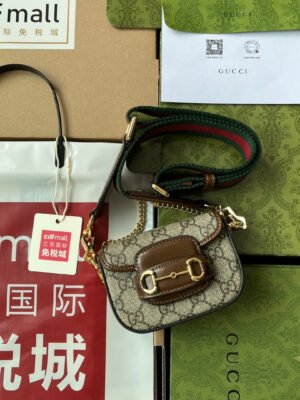 gg Horsebit 1955 Strap Wallet Brown For Women, Women’s Bags 4.7in/12cm gg ?699760 HUHHG 8565