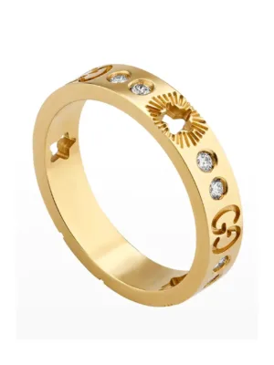 18K Double G Icon Diamonds Ring
