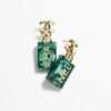 18K CC Green Perfume Bottle Earrings