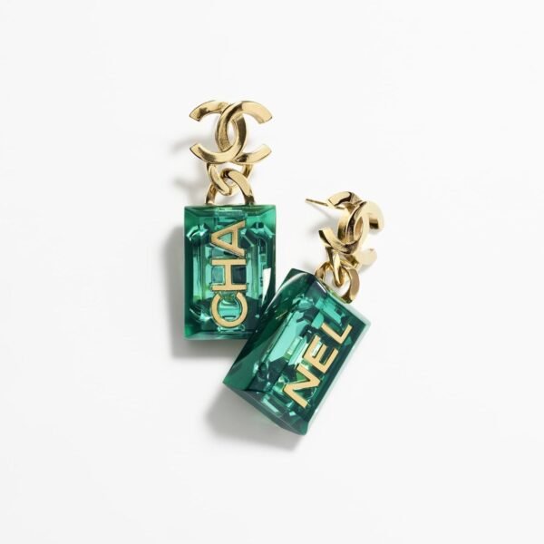 18K CC Green Perfume Bottle Earrings