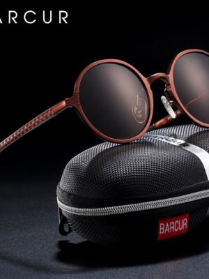 BARCUR Hot Black Goggle Male Round Sunglasses Luxury Brand Men Glasses Retro Vintage Women Sun glasses UV400 Retro Style