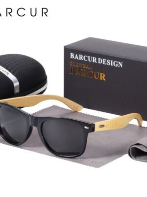 BARCUR Polarized Bamboo Sunglasses Men Wooden Sun glasses Women Brand Original Wood Glasses Oculos de sol masculino