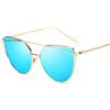 Cat Eye Vintage Brand Designer Rose Gold Mirror Sunglasses For Women Metal Reflective flat lens Sun Glasses Female oculos