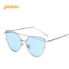 Cat Eye Vintage Brand Designer Rose Gold Mirror Sunglasses For Women Metal Reflective flat lens Sun Glasses Female oculos