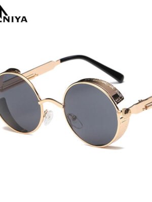 Metal Round Steampunk Sunglasses Men Women Fashion Glasses Brand Designer Retro Frame Vintage Sunglasses High Quality UV400