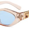 SHAUNA Diamond Sharp Fashion Metal Jumping Cheetah Decoration Fashion Women Small Cat Eye Sunglasses
