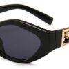 SHAUNA Diamond Sharp Fashion Metal Jumping Cheetah Decoration Fashion Women Small Cat Eye Sunglasses