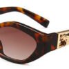 SHAUNA Diamond Sharp Fashion Metal Jumping Cheetah Decoration Fashion Women Small Cat Eye Sunglasses