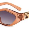 SHAUNA Diamond Sharp Fashion Metal Jumping Cheetah Decoration Fashion Women Small Cat Eye Sunglasses